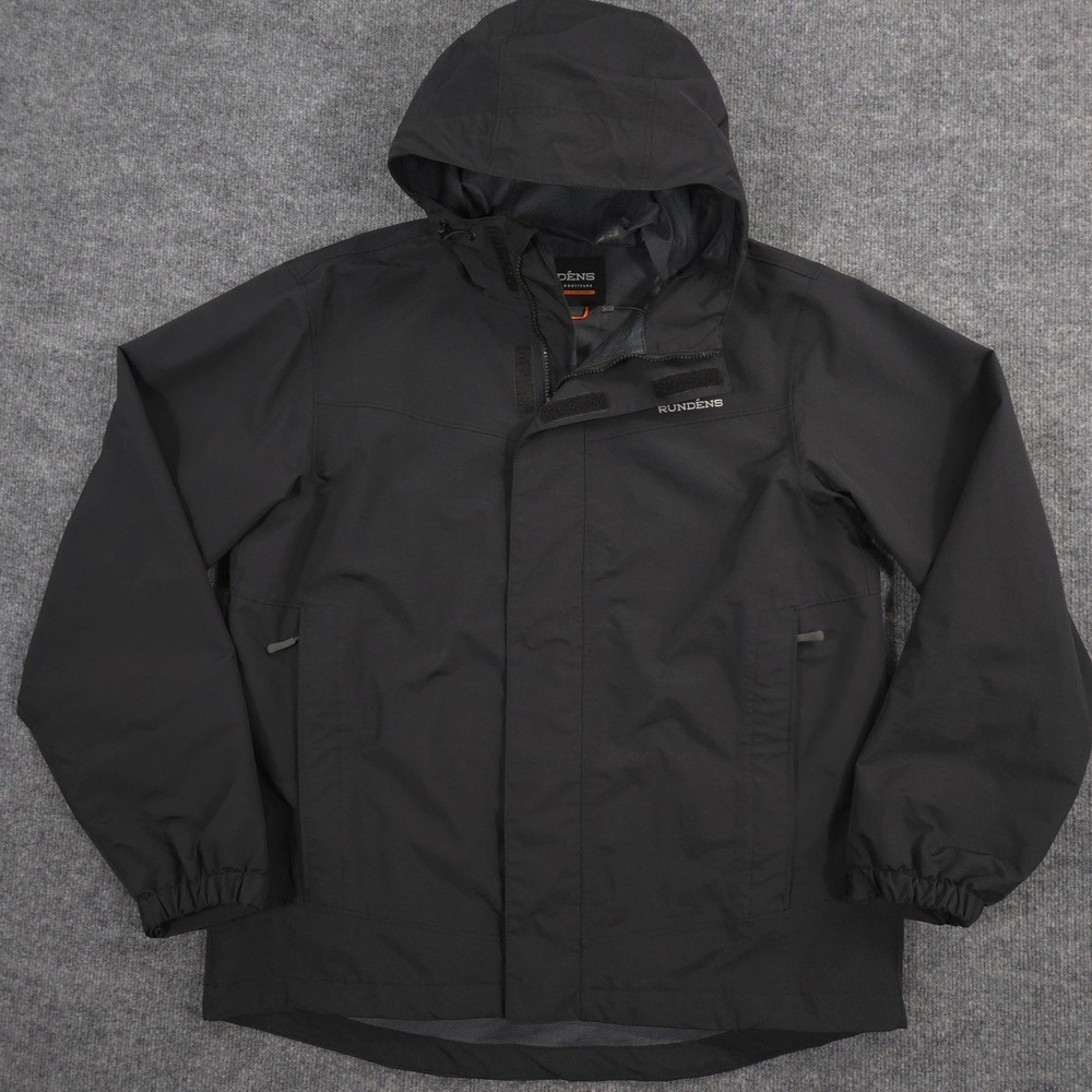 Grundens Full Share Jacket Mens L Black Waterproof Breathable Hooded Rain Coat